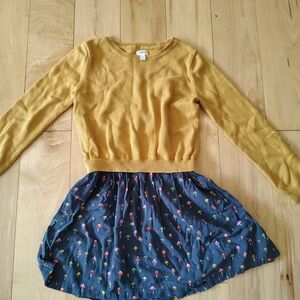 Gymboree Autumn Dress. Mushroom Skirt. Mustard Sweater Top.